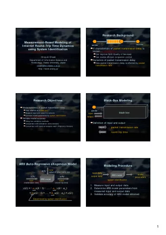 1  Queuing Theory vs. System I dentification  Network Configurations  Queuing Theory vs. System I