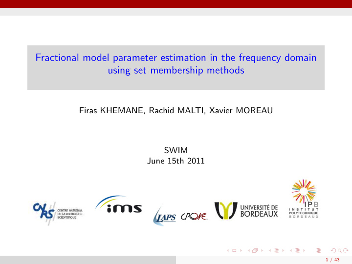 fractional model parameter estimation in the frequency