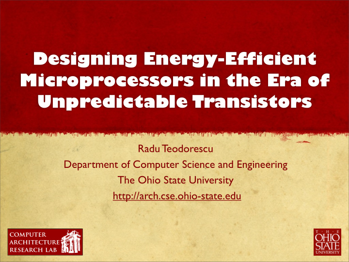 designing energy efficient microprocessors in the era of