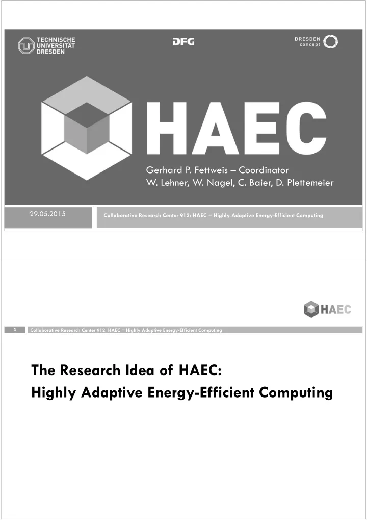 the research idea of haec highly adaptive energy