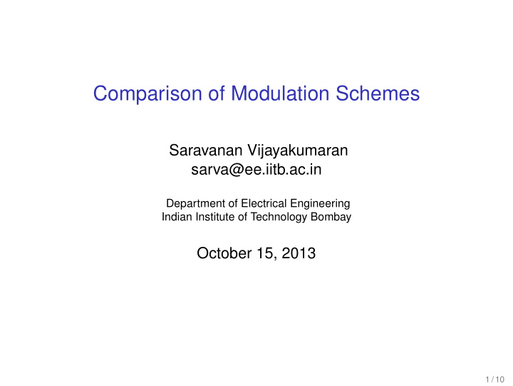 comparison of modulation schemes