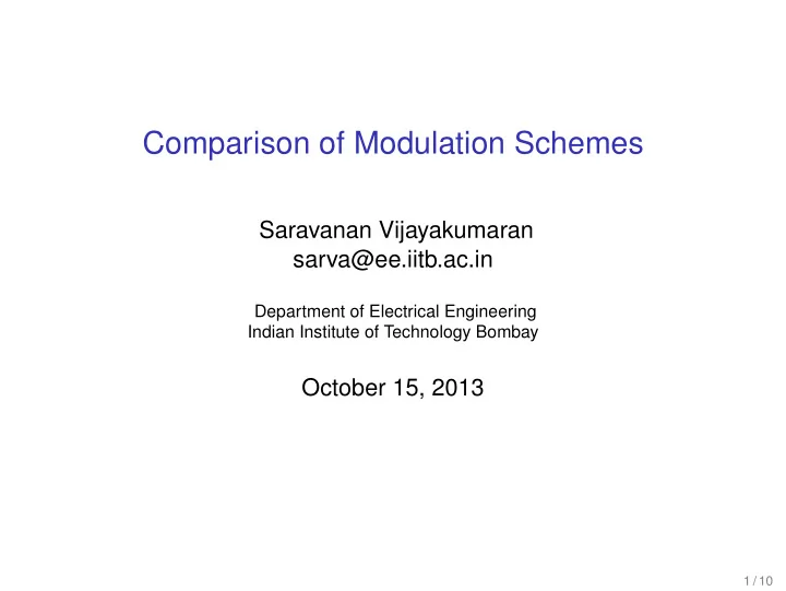 comparison of modulation schemes