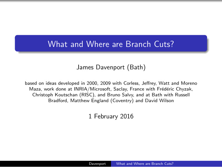 what and where are branch cuts