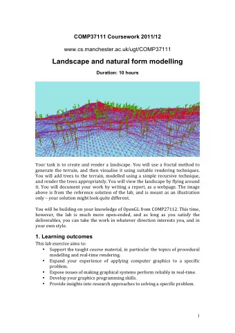 Landscape and natural form modelling  Duration: 10 hours      Your  task  is  to