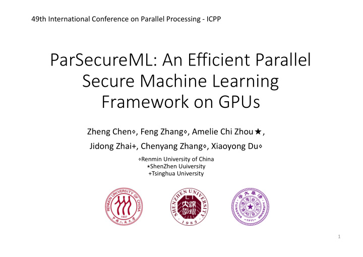 parsecureml an efficient parallel secure machine learning