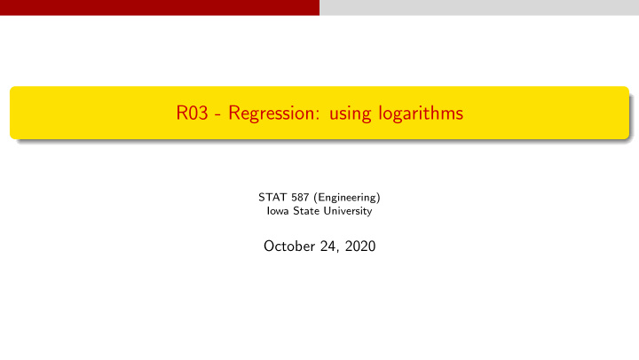 r03 regression using logarithms