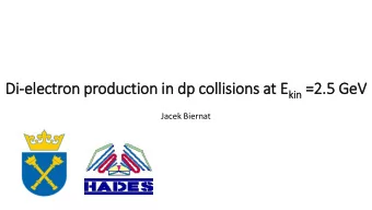 Di Di-electron production in dp collisions at E kin kin =2.5  .5 GeV  Jacek Biernat  2004 HADES re-