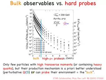 Bulk observables vs. hard probes  bulk high- p T probes  Only few particles with high transverse