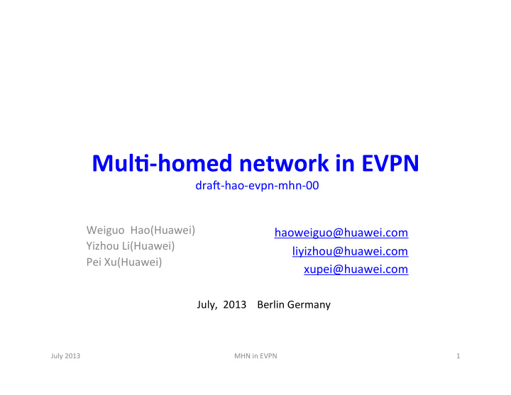mul homed network in evpn