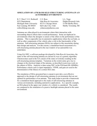 SIMULATION OF A FM BAND SELF-STRUCTURING ANTENNA IN AN  AUTOMOBILE ENVIRONENT  B. T. Perry*, E.J.