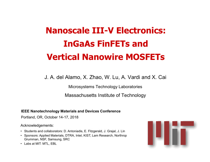 nanoscale iii v electronics ingaas finfets and vertical