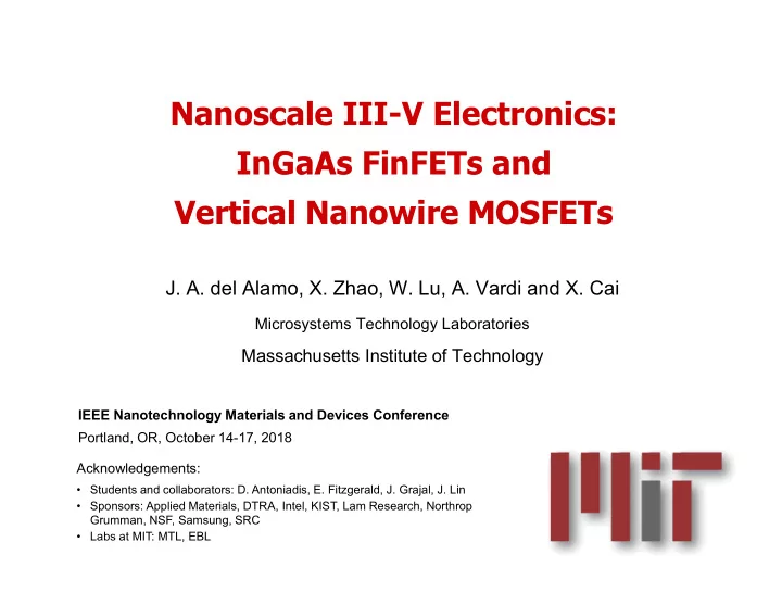 nanoscale iii v electronics ingaas finfets and vertical