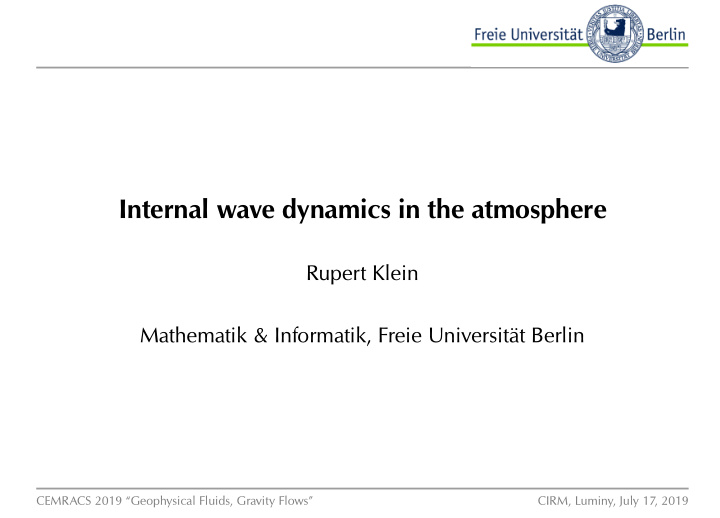 internal wave dynamics in the atmosphere
