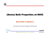 some bulk properties at rhic some bulk properties at rhic
