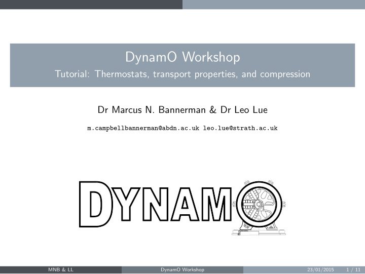 dynamo workshop
