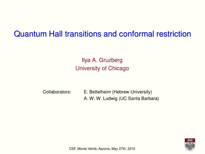 quantum hall transitions and conformal restriction