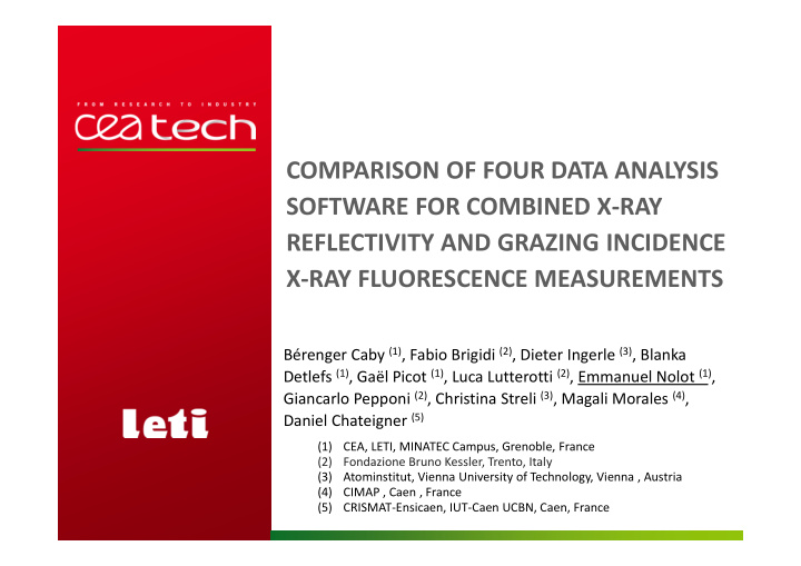 comparison of four data analysis software for combined x