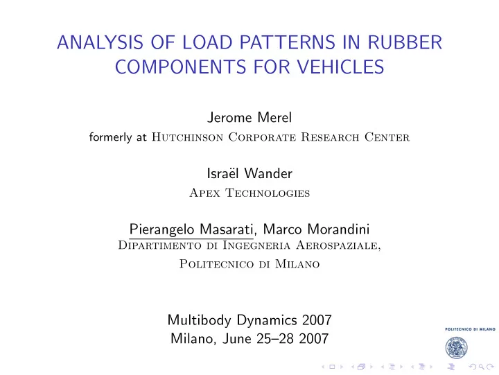 analysis of load patterns in rubber components for