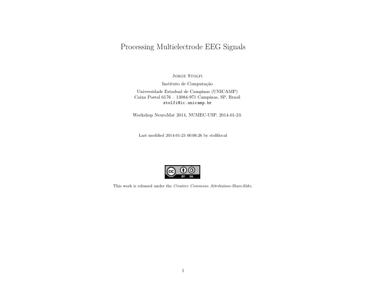 processing multielectrode eeg signals