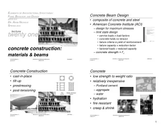 twenty one  service loads x load factors  concrete holds no tension  failure criteria is