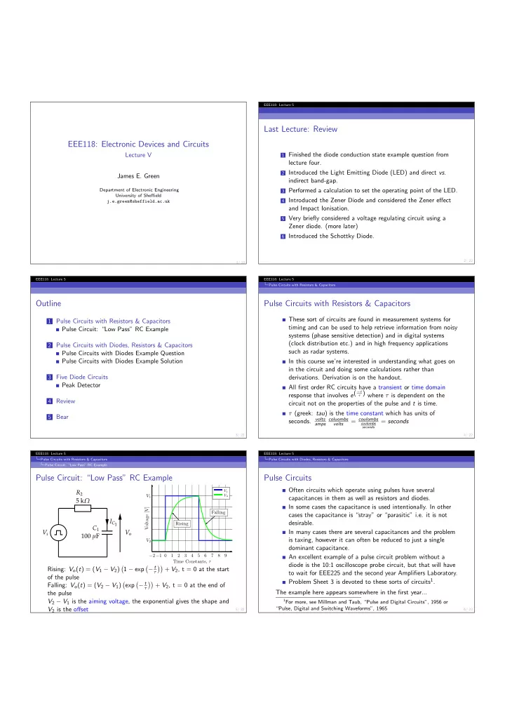 last lecture review eee118 electronic devices and circuits