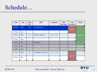 Schedule  Date  Day  Class  Title  Chapters  HW  Lab  Exam  No.  Due date  Due date  10 Nov  Mon