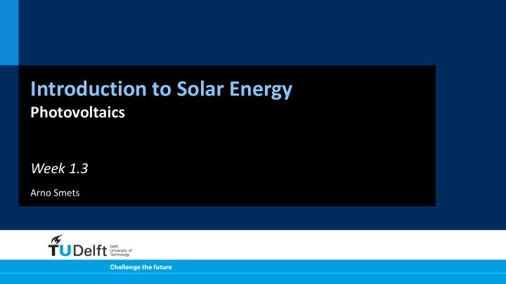 introduction to solar energy