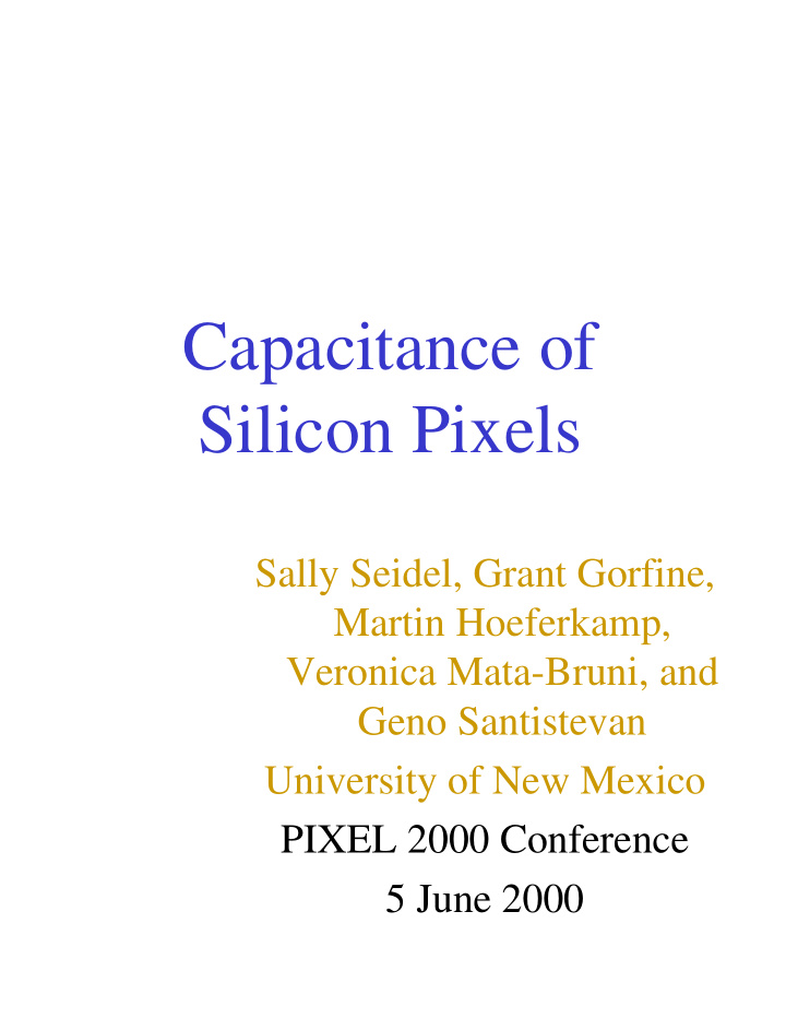 capacitance of silicon pixels