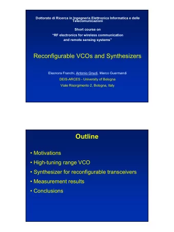 Outline   Motivations   High-tuning range VCO   Synthesizer for reconfigurable