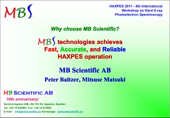MB Scientific AB  MB Scientific AB  Peter Baltzer, Mitsuse Matsuki  Peter Baltzer, Mitsuse Matsuki