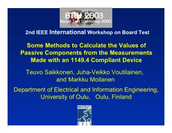 Some Methods to Calculate the Values of  Passive Components from the Measurements  Made with an