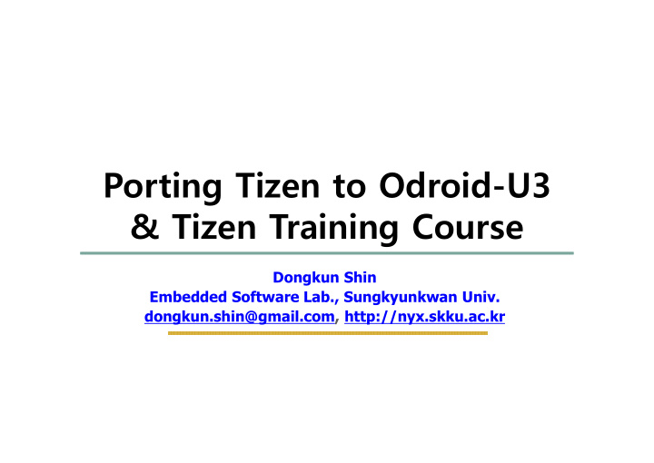 porting tizen to odroid u3 tizen training course