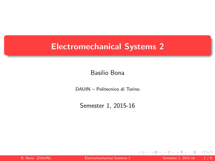 electromechanical systems 2