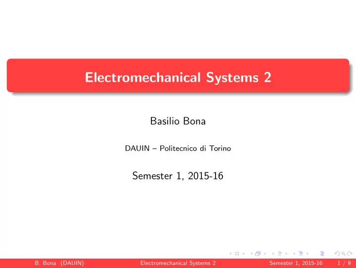 electromechanical systems 2