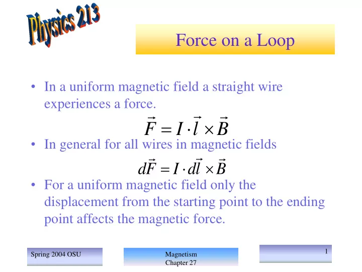f i l b in general for all wires in magnetic fields
