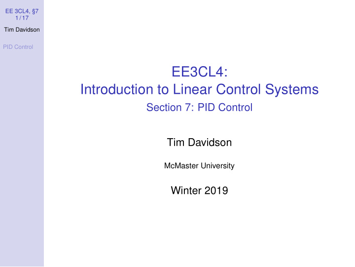 ee3cl4 introduction to linear control systems