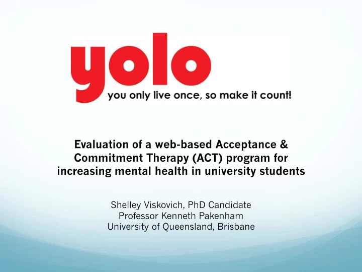 evaluation of a web based acceptance amp commitment
