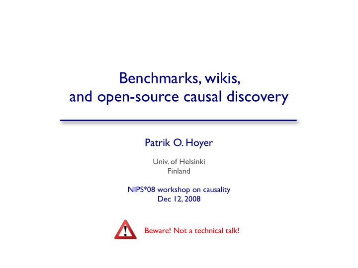 benchmarks wikis and open source causal discovery