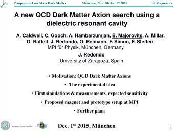 A new QCD Dark Matter Axion search using a  dielectric resonant cavity  A. Caldwell, C. Gooch, A.