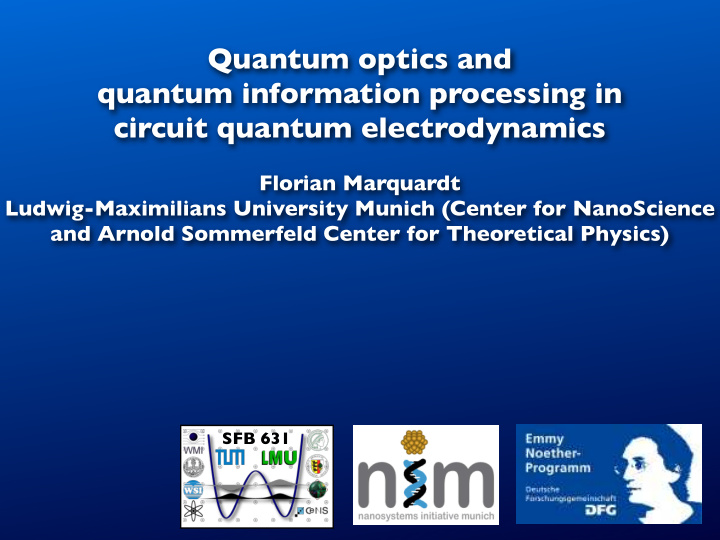 quantum optics and quantum information processing in