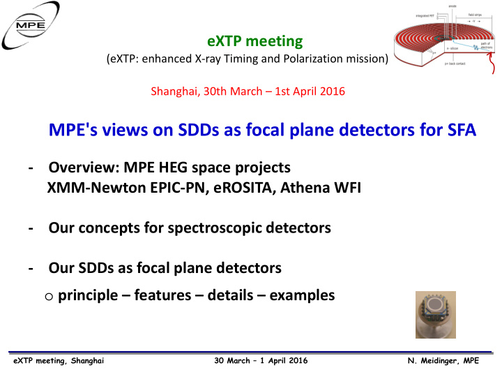mpe s views on sdds as focal plane detectors for sfa