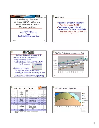 Overview  Overview  Watson Research Center  Self Adapting Numerical  Self Adapting Numerical