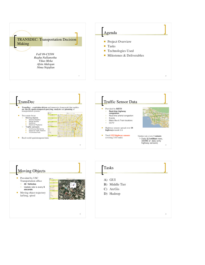 agenda transdec transportation decision project overview