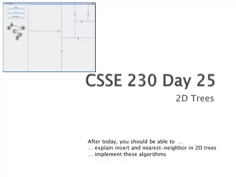 2D Trees  After today, you should be able to    explain insert and nearest -neighbor in 2D