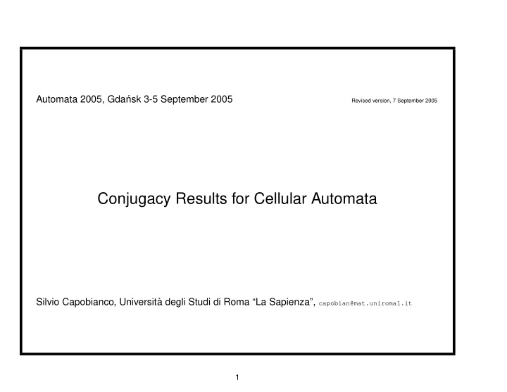 conjugacy results for cellular automata