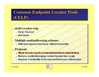 Common Endpoint Locator Pools  Common Endpoint Locator Pools  Common Endpoint Locator Pools  (CELP)
