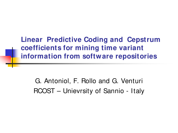 linear predictive coding and cepstrum coefficients for