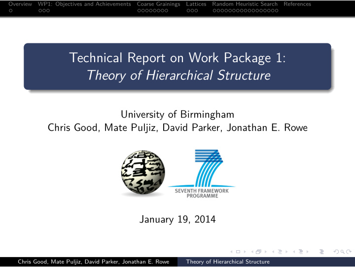 technical report on work package 1 theory of hierarchical