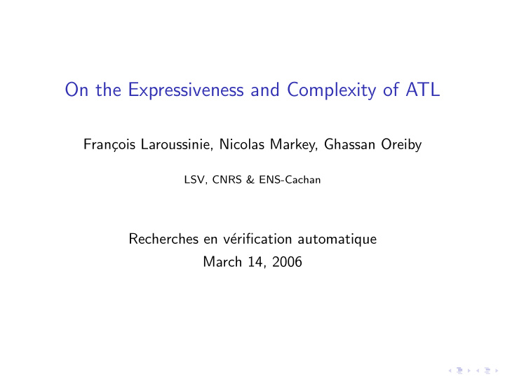 on the expressiveness and complexity of atl
