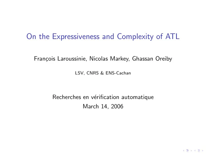 on the expressiveness and complexity of atl